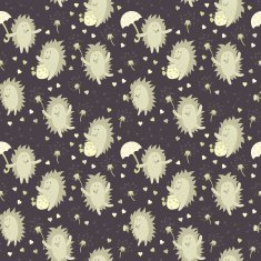 pattern with hedgehog and dandelion N2