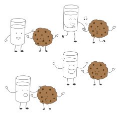 Milk and cookies friends character set matching to dancing heal