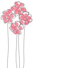 pink flower watercolor hand drawn with space for your text