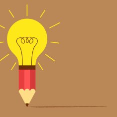 Pencil with light bulb idea