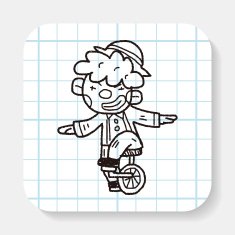 clown doodle drawing N7