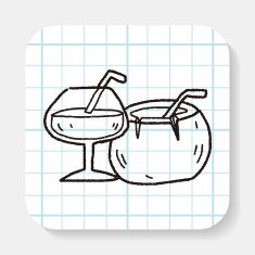 coconut drink doodle