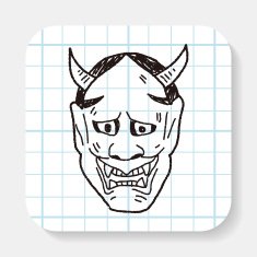 Japan ghost mask doodle