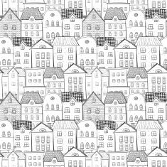 Seamless brown background with houses N2