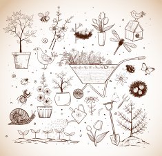 Collection of spring doodle sketch elements N5
