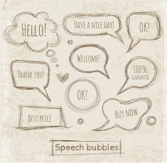 Speech and thought bubbles on vintage paper