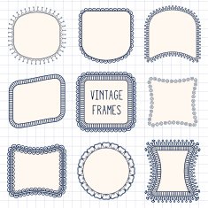 Ethnic hand drawn vector line border set and hipster scribble
