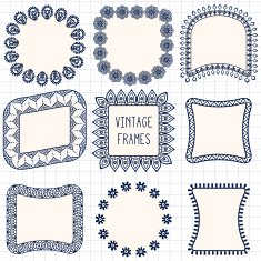 Ethnic hand drawn vector line border set and hipster scribble N3