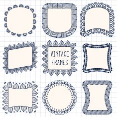 Ethnic hand drawn vector line border set and hipster scribble N4
