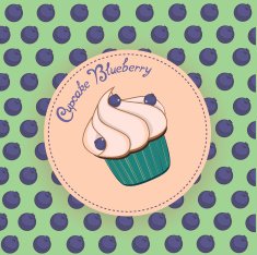 cupcake blueberry pattern vector