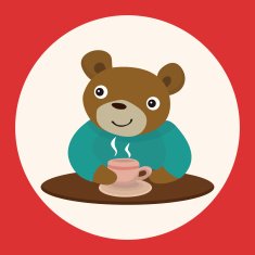 animal bear having afternoon tea theme elements