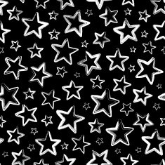 Vector seamless pattern with white stars on black background