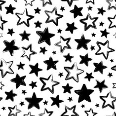 Vector seamless pattern with black stars on white background