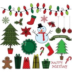 Retro Christmas Doodles set