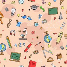Freehand drawing school seamless pattern Back to School