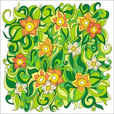 Beautiful doodle art flowers Multicolored pattern N5