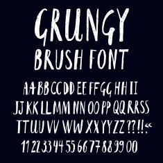 Brush hand drawn textured vector font
