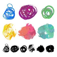 Set of watercolor brush stains