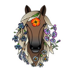 Color horse and flowers