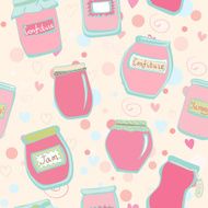 Cute seamless pattern with jam jars