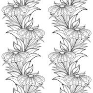 Vector Seamless Monochrome Floral Pattern N65