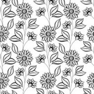 Vector Seamless Monochrome Floral Pattern N68
