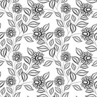 Vector Seamless Monochrome Floral Pattern N71