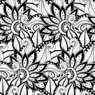 Vector Seamless Monochrome Floral Pattern N74