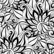 Vector Seamless Monochrome Floral Pattern N75