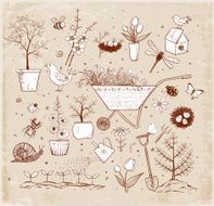 Collection of spring doodle sketch elements N7
