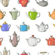 Seamless background with teapots N4