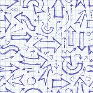 Seamless background with blue arrows on white