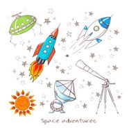 Space objects Vector illustration