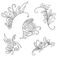 Black and white doodle floral elements
