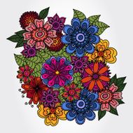 Ethnic floral zentangle doodle pattern Beautiful art flowers N3