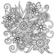 Beautiful doodle art flowers Zentangle floral pattern N13