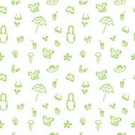 Vector hand drawn summer seamless pattern Green and yellow vacation