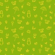 Vector hand drawn summer seamless pattern Green vacation background