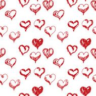 Valentines day hand drown hearts seamless pattern