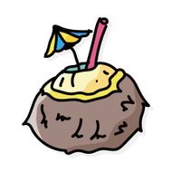 coconut drink color doodle