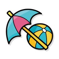 umbrella and beach ball color doodle