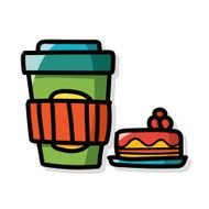 coffee and cake color doodle