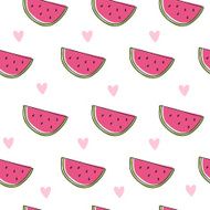 pattern with cute cartoon watermelon