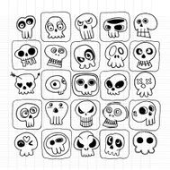 Hand drawn Skulls doodles vector set N4