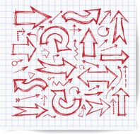 Red pen sketch arrow collection for your design