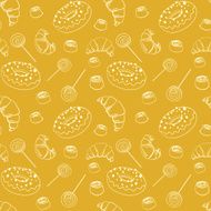 Cute seamless pattern with different sweets