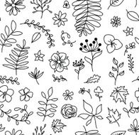 Vector floral seamless pattern in doodle style