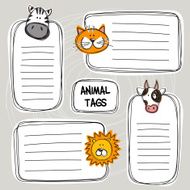 Vector set of funny doodle tags with animals sketch style N2