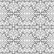 Abstract curled seamless black and white pattern N3