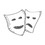Simple doodle of a happy and sad mask N3